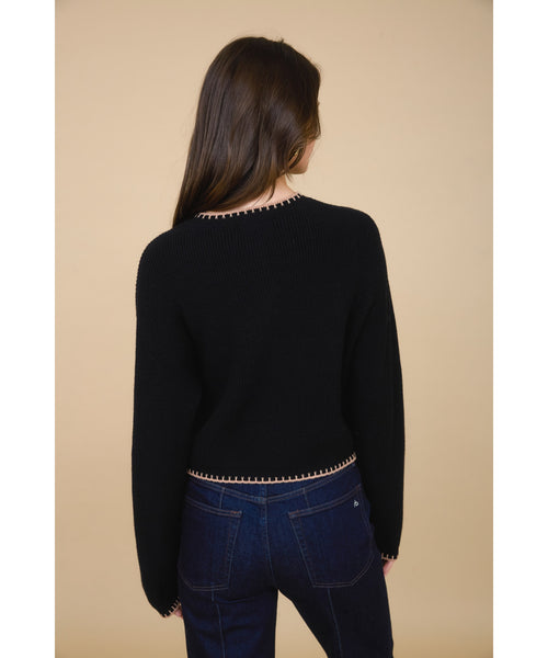 Contrast Stitch Knit Cardigan