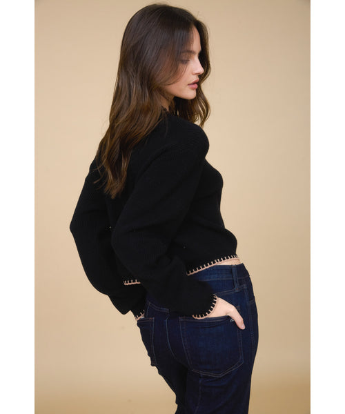 Contrast Stitch Knit Cardigan