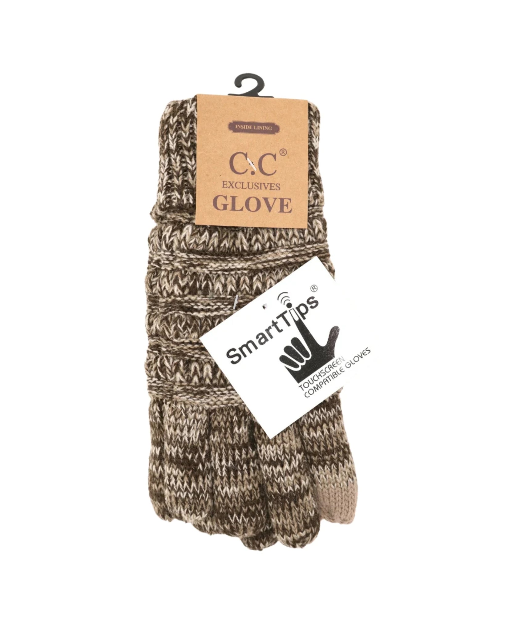 Lined Multi Colored Gloves - Brown