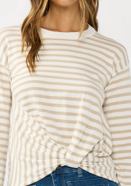 Kyle Stripe Front Knot Pullover Sweater