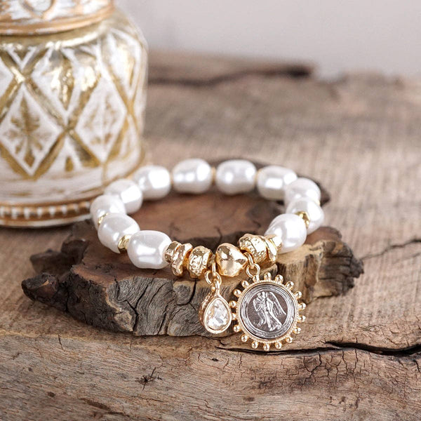 Pearl Angel Charm Bracelet – Gilded Keepsake