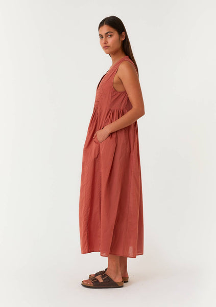 Lara Pleated V Neck Maxi Dress