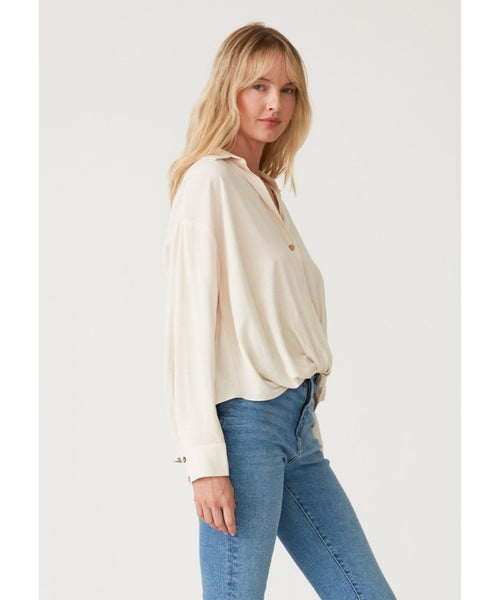 Lily Knot Front Button Up Top - Vanilla