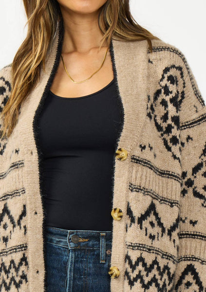 Kaya Tribal Button Front Sweater Cardigan