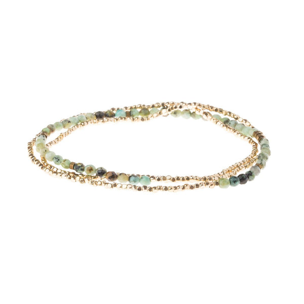 Delicate Stone Wrap Bracelet/Necklace: African Turquoise - Stone of Transformation