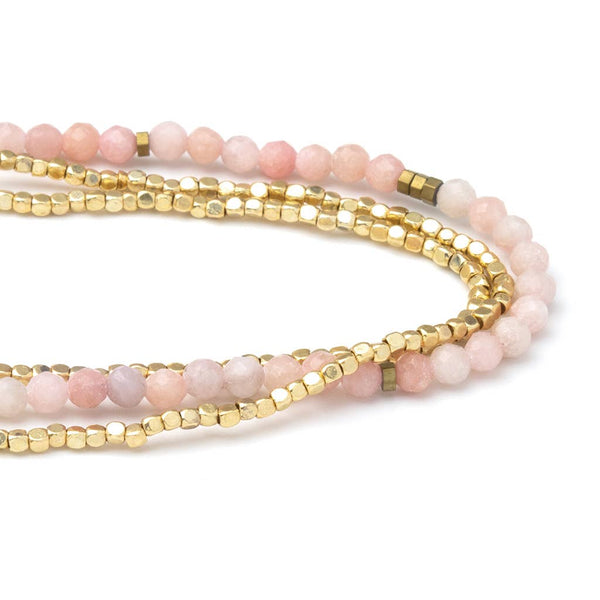Delicate Stone Wrap Bracelet/Necklace: Pink Opal - Stone of Renewal