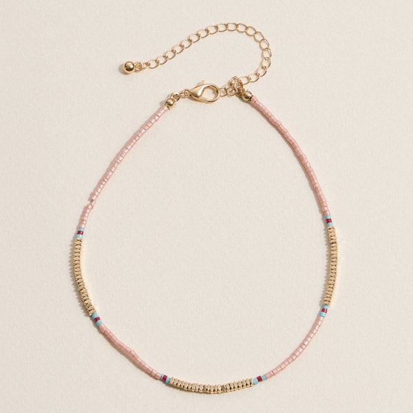 Colorful Seed Bead Anklet - Pink