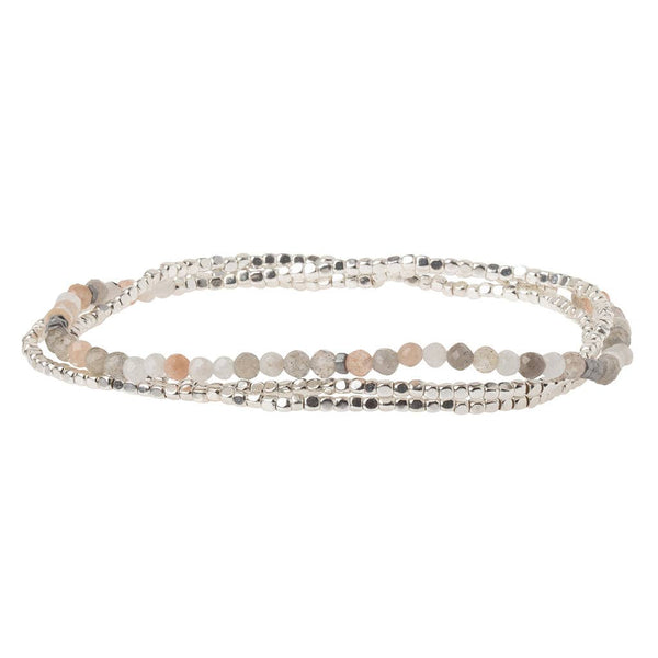 Delicate Stone Wrap Bracelet/Necklace: Moonstone - Stone of Balance