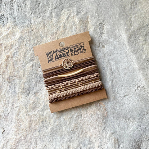 Boho Hair Ties - Mocha Tan