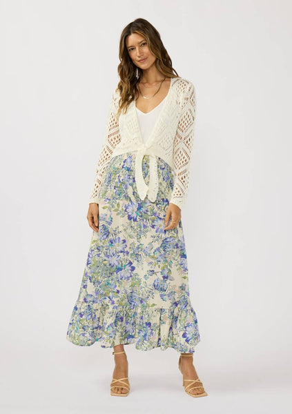 Clemente Open Crochet Tie Front Top
