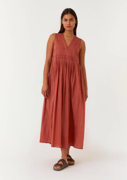 Lara Pleated V Neck Maxi Dress
