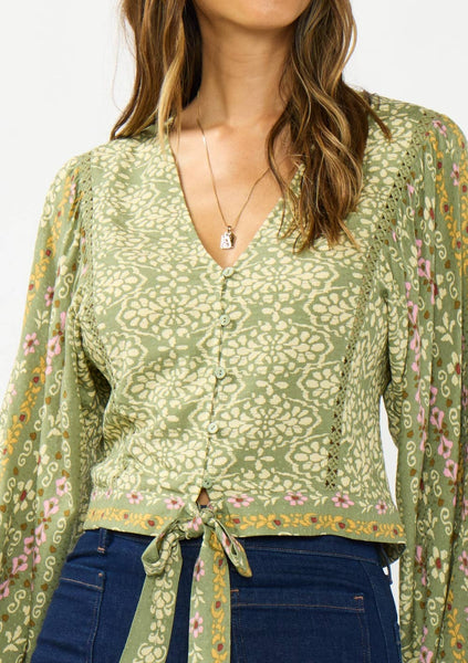 Daphne Button-Down Tie Front Blouse
