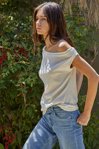 Denvyr Ribbed Off Shoulder Top