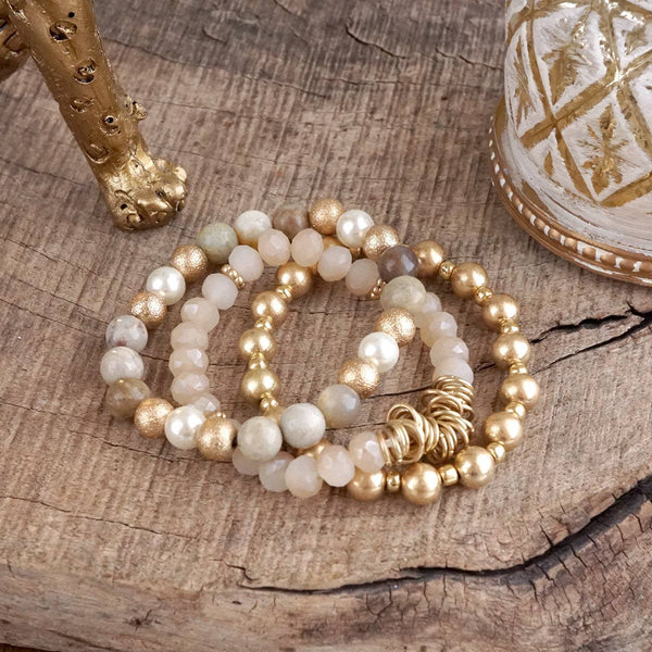 Desert Mirage Boho Beaded Bracelet Stack