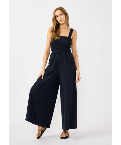 Catalina Smocked Bodice Jumpsuit - Navy