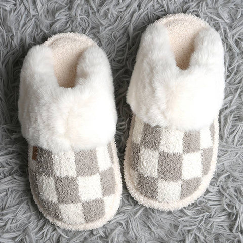 Checkered Mule Slipper - Grey