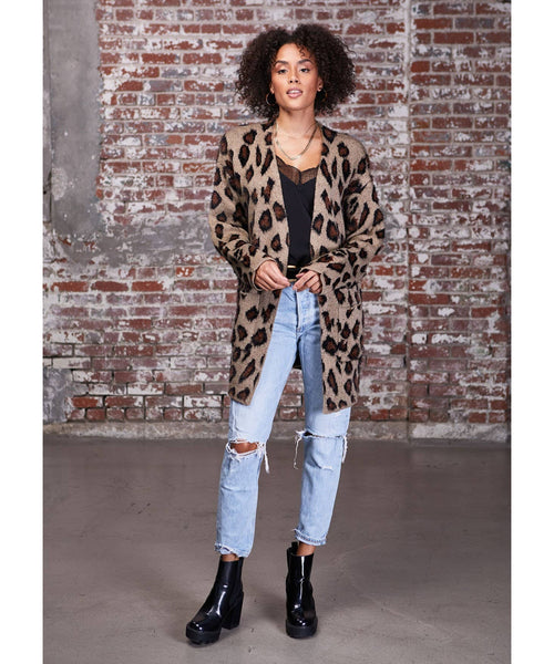 Mari Leopard Print Boyfriend Cardigan