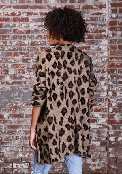 Mari Leopard Print Boyfriend Cardigan