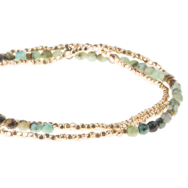 Delicate Stone Wrap Bracelet/Necklace: African Turquoise - Stone of Transformation
