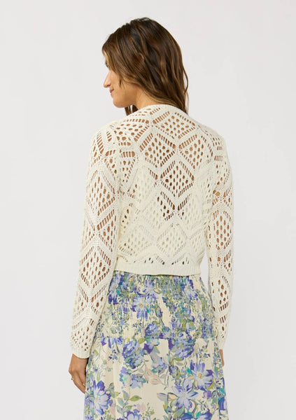 Clemente Open Crochet Tie Front Top