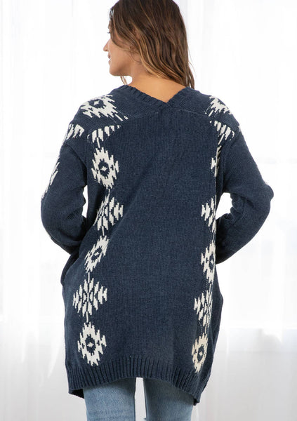 Beth Southwestern Open Front Cardigan