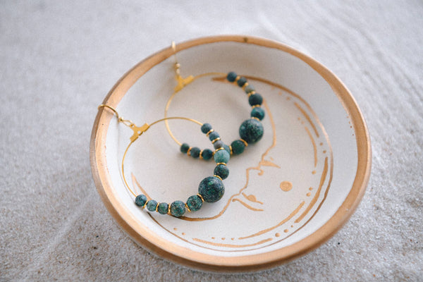 Gemstone & Gold-Plated Hoop Earring : African Turquoise