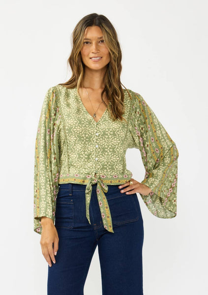 Daphne Button-Down Tie Front Blouse
