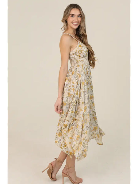 Alora Vintage Floral Midi Dress
