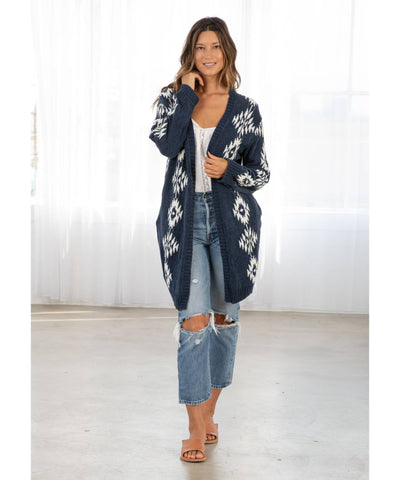 Beth Southwestern Open Front Cardigan