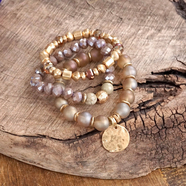 Desert Glow – Coin Charm Bracelet Stack