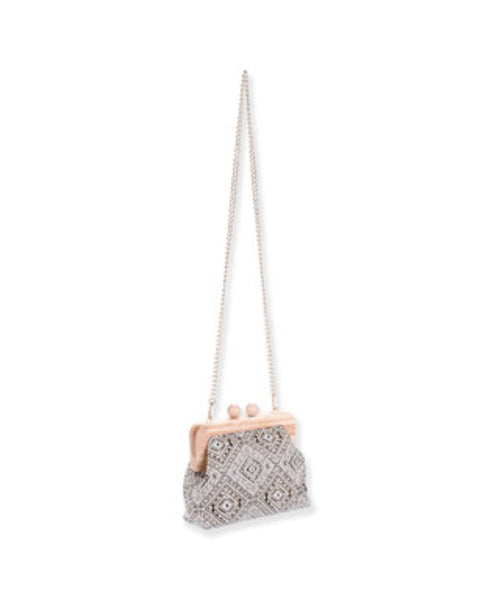 Fabric Wooden Clutch/Crossbody Bag
