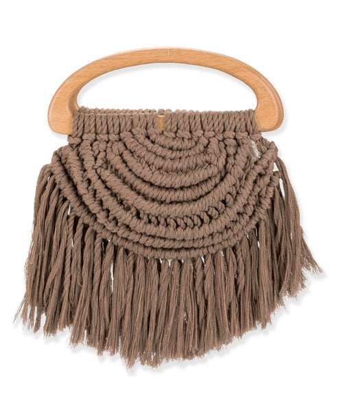 Boho Macrame Clutch Bag - Brown