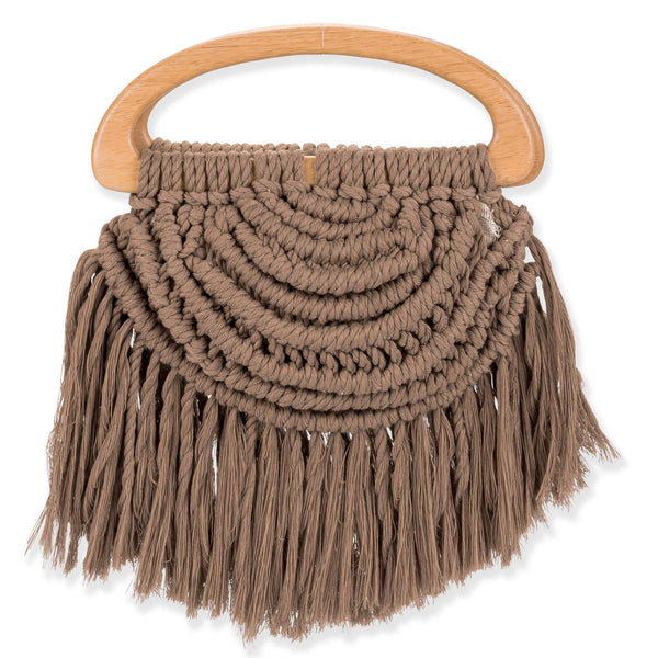 Boho Macrame Clutch Bag - Brown