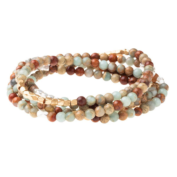 Stone Wrap Bracelet/Necklace: Aqua Terra - Stone of Peace