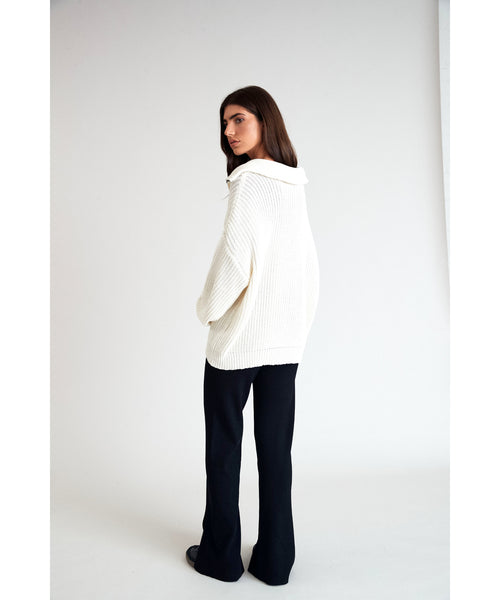 Priya 1/2 Zip Chunky Sweater - Ivory