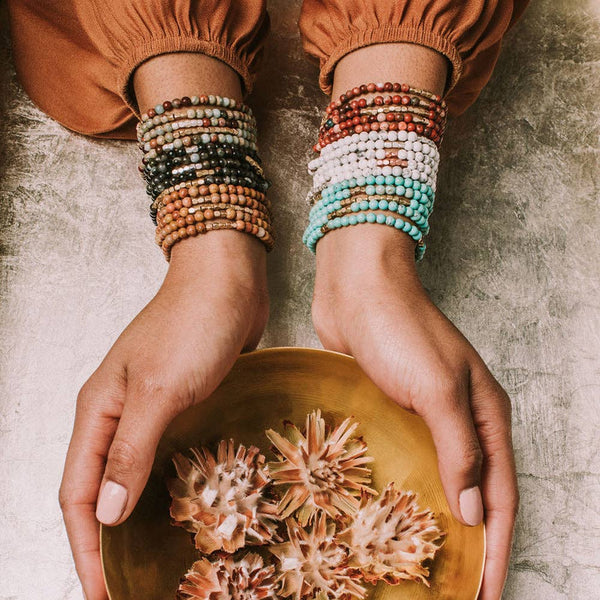 Stone Wrap Bracelet/Necklace: Aqua Terra - Stone of Peace