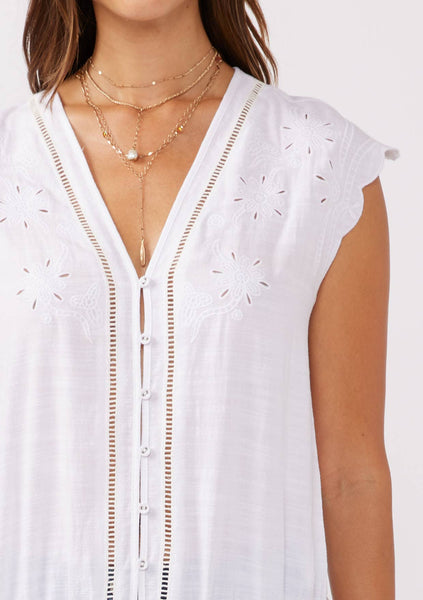 Lotus Button Front Cutout Top