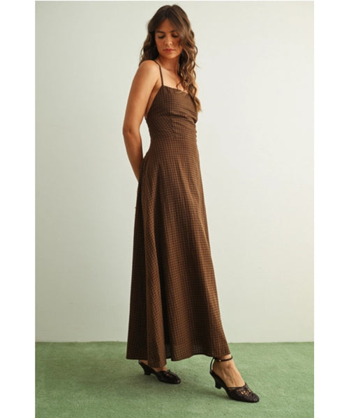In the Grove Strappy Back Maxi Dress - Black/Brown