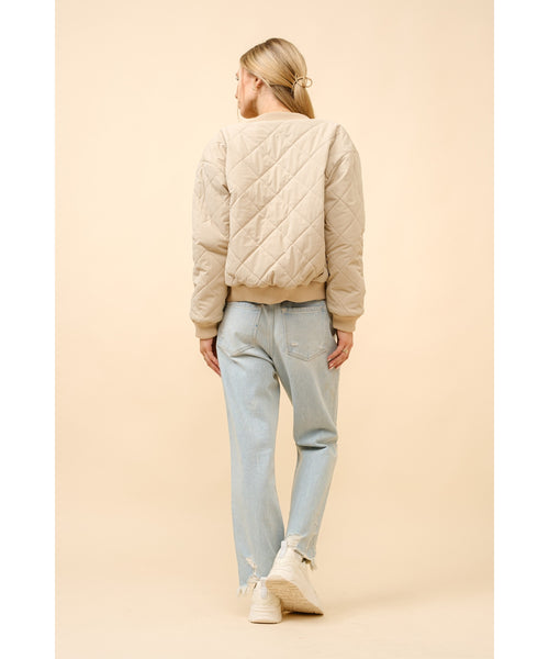 Reversible Fleece Quilted Bomber Jacket