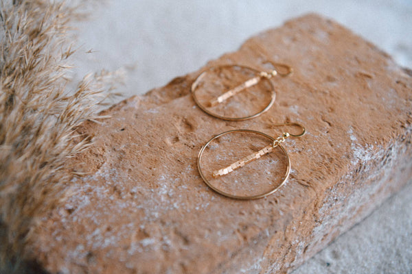 Hepburn Pearl & Gold Beaded Drop Hoop Earrings : Freshwater Pearls