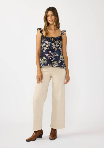 Noe Ruffle Strap Lace Trim Tank