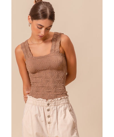 Floral Seamless Tank - Coffee