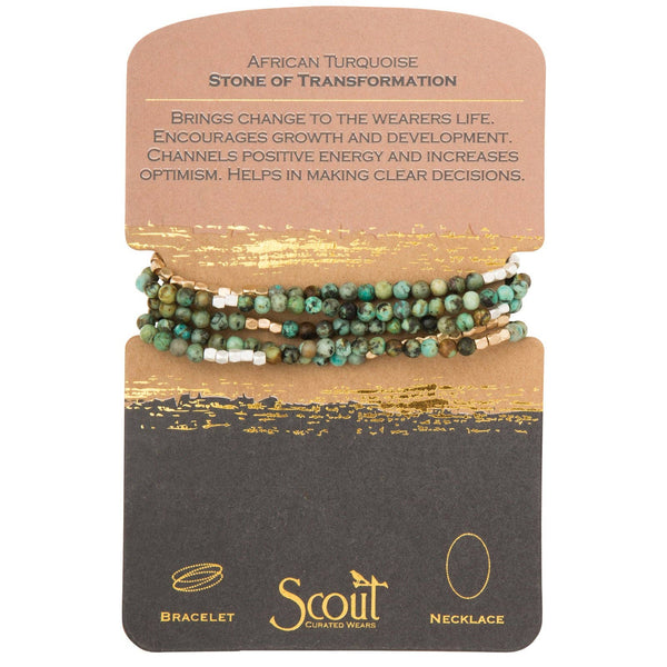 Stone Wrap Bracelet/Necklace: African Turquoise - Stone of Transformation
