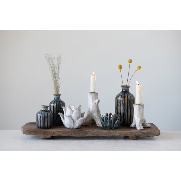 Boho Embossed Stoneware Vase - Multiple Sizes