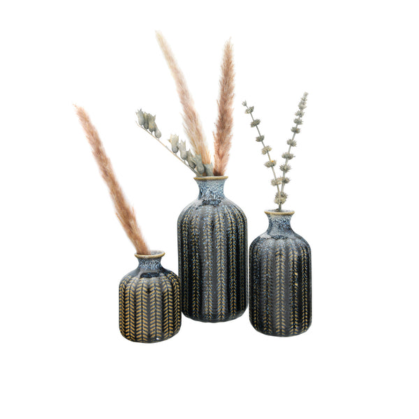 Boho Embossed Stoneware Vase - Multiple Sizes
