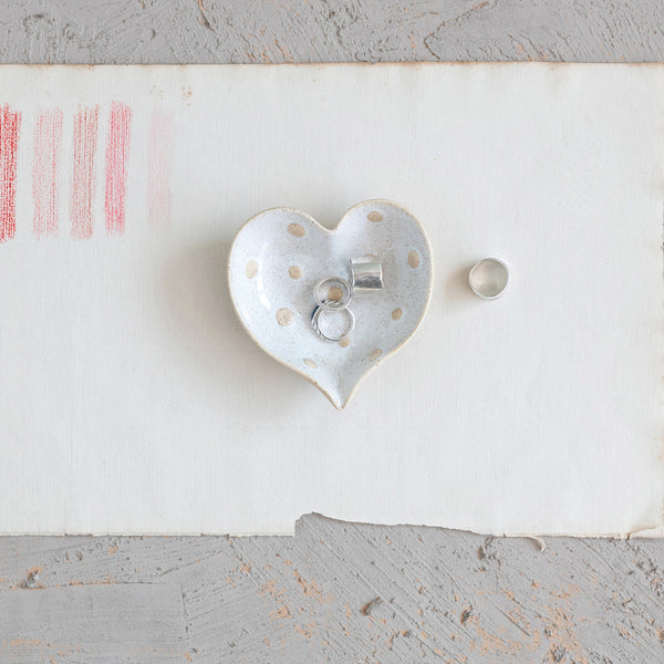Stoneware Dot Heart Dish