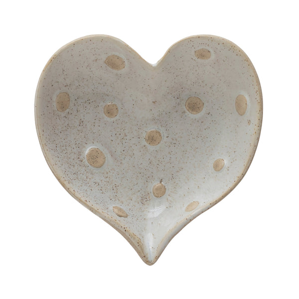 Stoneware Dot Heart Dish