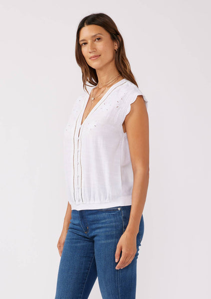 Lotus Button Front Cutout Top