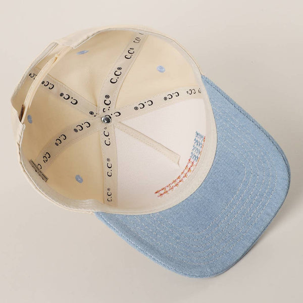Floral American Flag Embroidered Trucker Hat