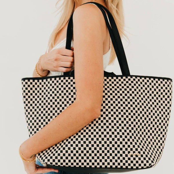 Woven Tiffany Organizer Tote Bag - Brown